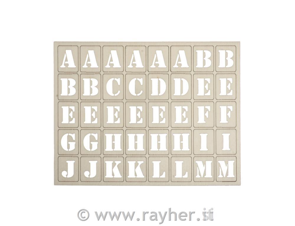 Lettere legno per Letterborad, FSC100%,naturale, 3x2,4cm, Set 120pz