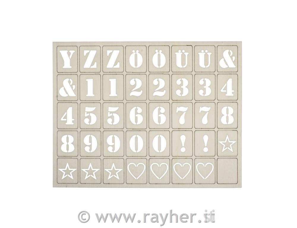 Lettere legno per Letterborad, FSC100%,naturale, 3x2,4cm, Set 120pz