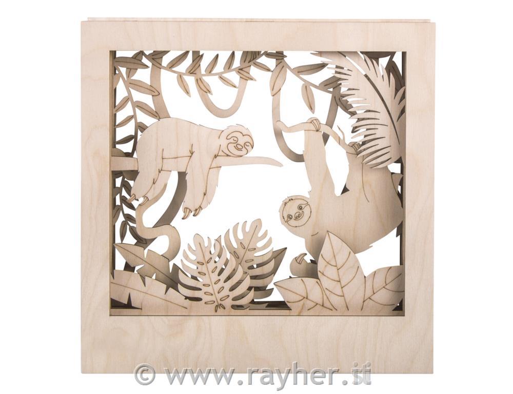 Casa legno, motivo 3D, bradipo,FSC 100 %