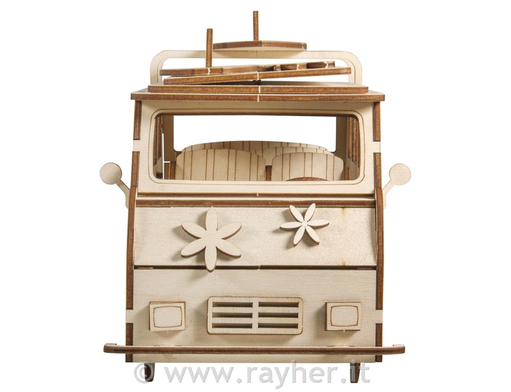 Kit legno 3D Campingbus, FSC 100 %, naturale, 30x13x17cm, 77pz, box 1set