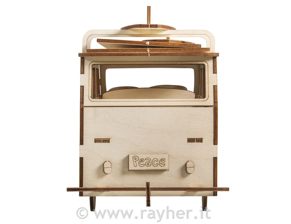 Kit legno 3D Campingbus, FSC 100 %, naturale, 30x13x17cm, 77pz, box 1set