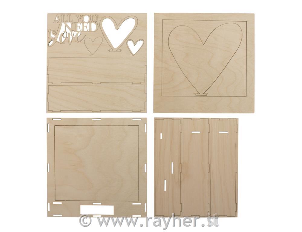 Wood.constr.3D motif-frames,FSCMixCred.24x24x6.3cm, "All..Love",box 1Setnatural