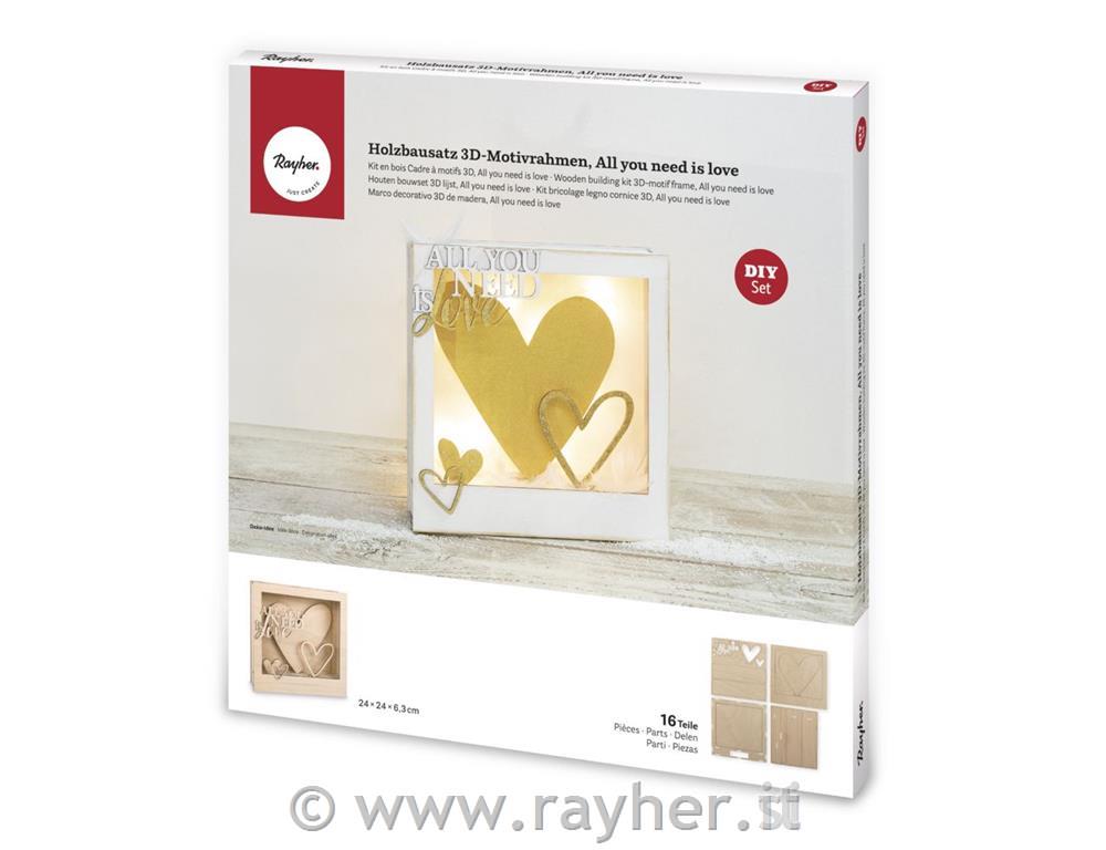 Wood.constr.3D motif-frames,FSCMixCred.24x24x6.3cm, "All..Love",box 1Setnatural