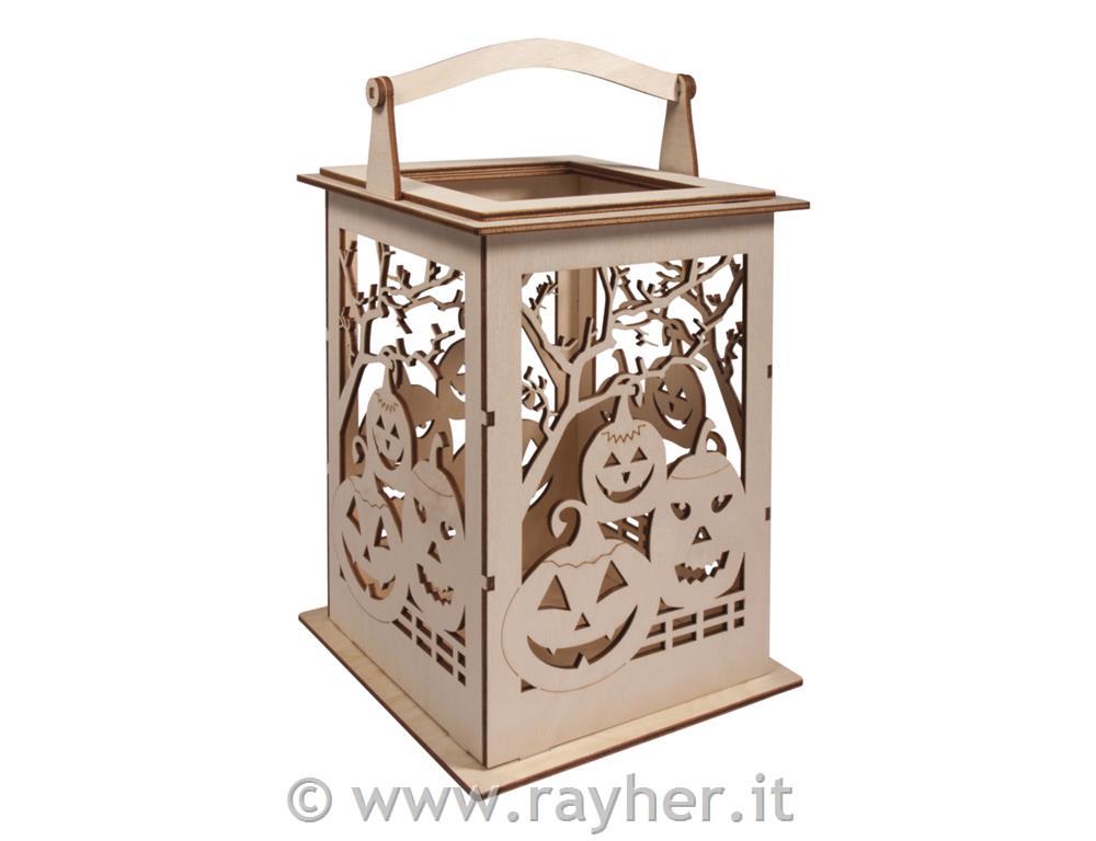 Wood lantern Pumpkin w.handle,FSCMixCrednatural