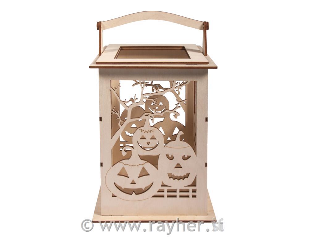 Wood lantern Pumpkin w.handle,FSCMixCrednatural