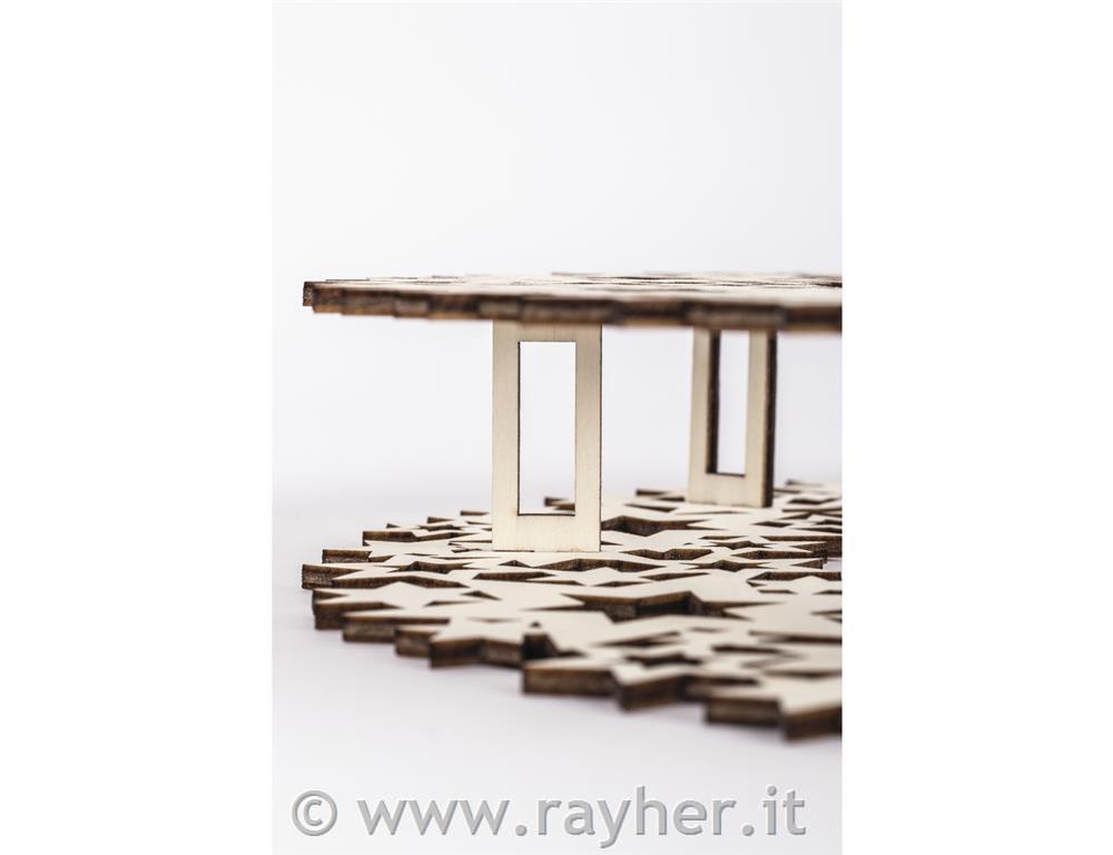 Wood.ornam.wreath Star,FSCMixCred,35cm o10-part, with crosspcs, 4.8cm, box 1Setnatural