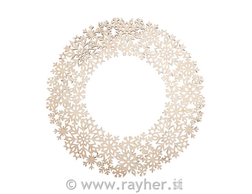 Wood.ornam.wreath Star,FSCMixCred,35cm o10-part, with crosspieces, box 1Setnatural