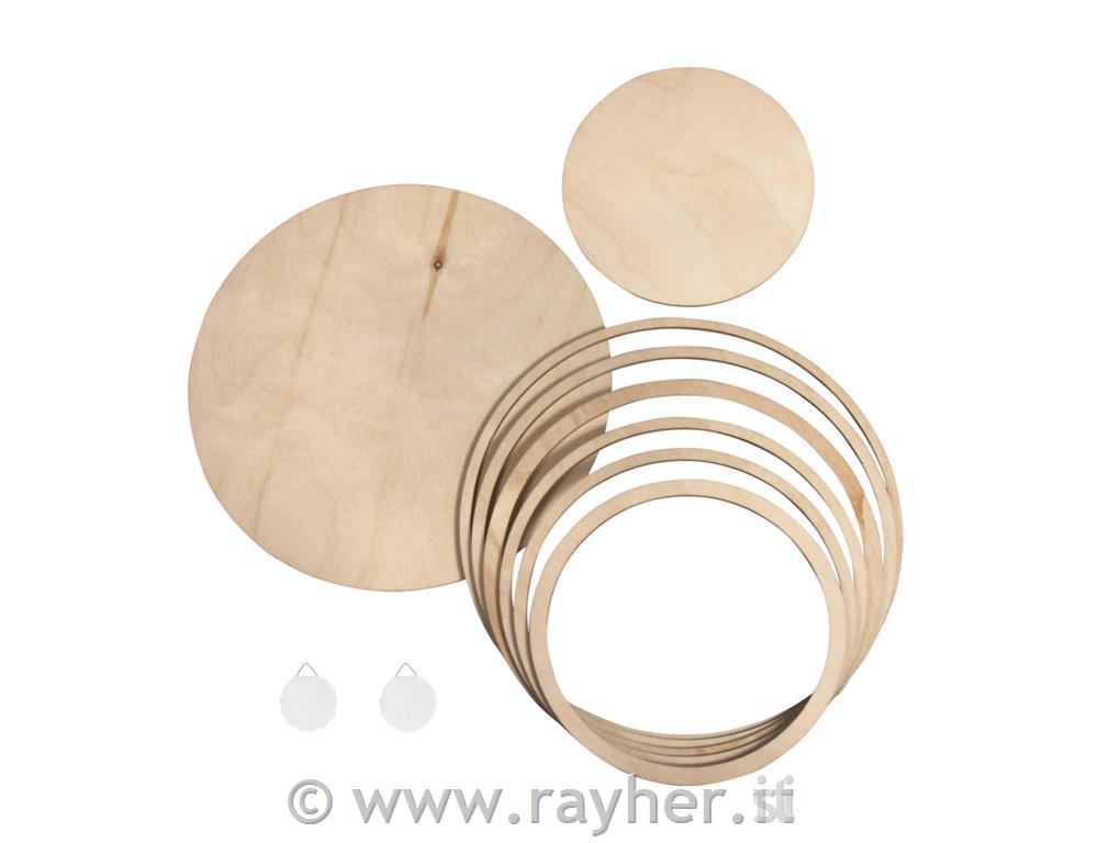 Leseni krogi in obroči z obešankama 14,9 -24,7 cm 8 delni se