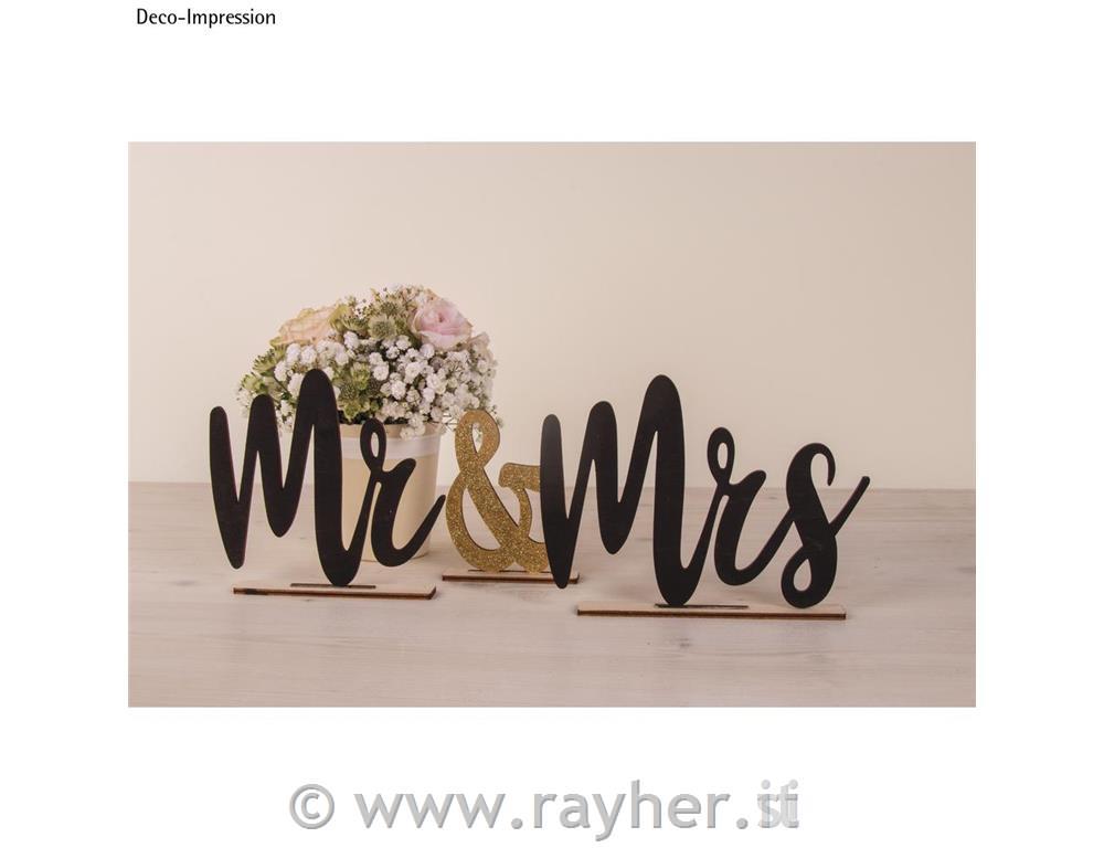Lesen napis "Mr & Mrs" , natur, 42x2x14.5cm, 6-delni set