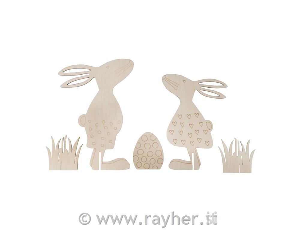 Motivi in ??legno Pasqua e uova, natural