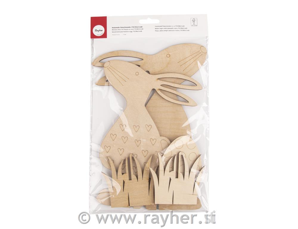 Motivi in ??legno Pasqua e uova, natural