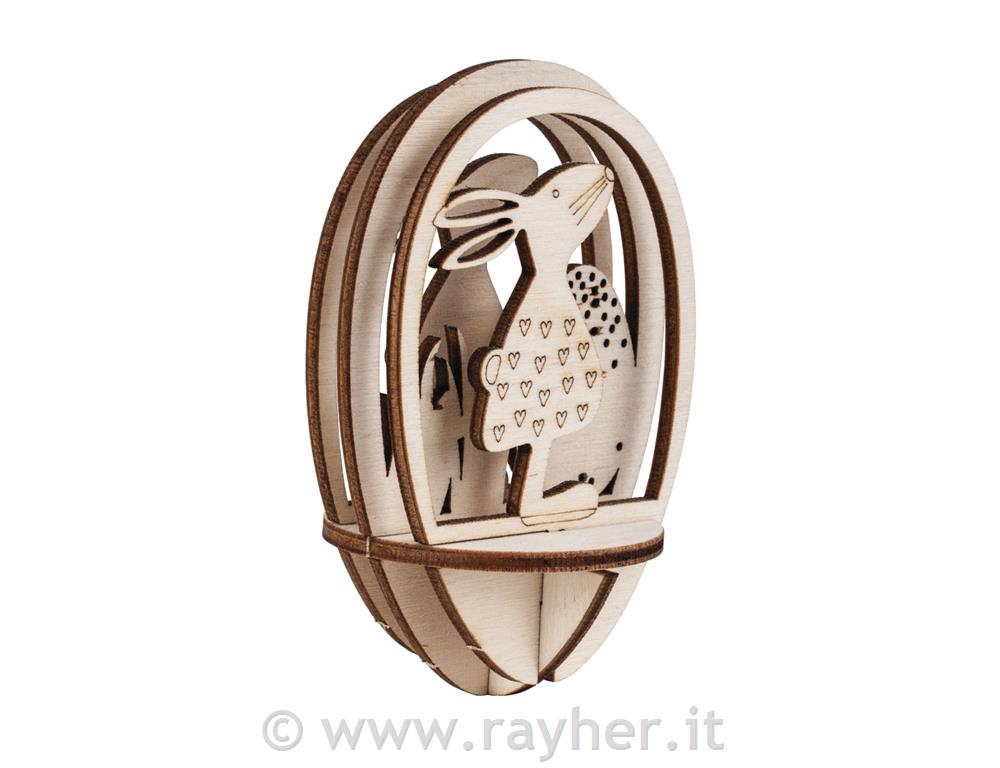 Ritaglio 3D in legno, 10cm, uovoRitaglio 3D in legno, 10cm, uovoRitaglio 3D in legno, 10cm, uovo