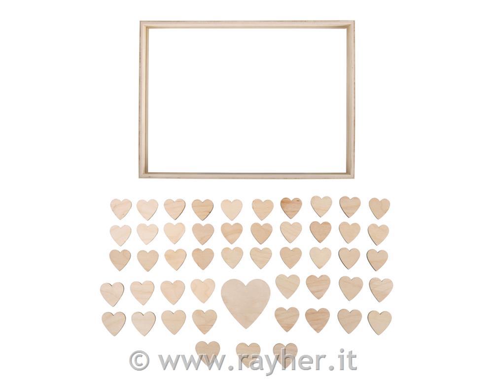 Cornice in legno con cuoricini,matrimonio35x26x4cm
