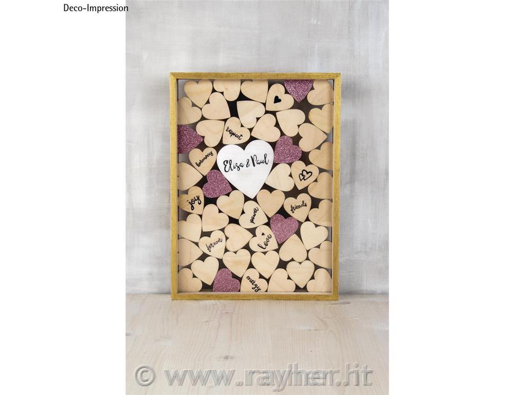 Cornice in legno con cuoricini,matrimonio35x26x4cm