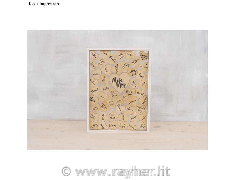 Cornice in legno con cuoricini,matrimonio35x26x4cm