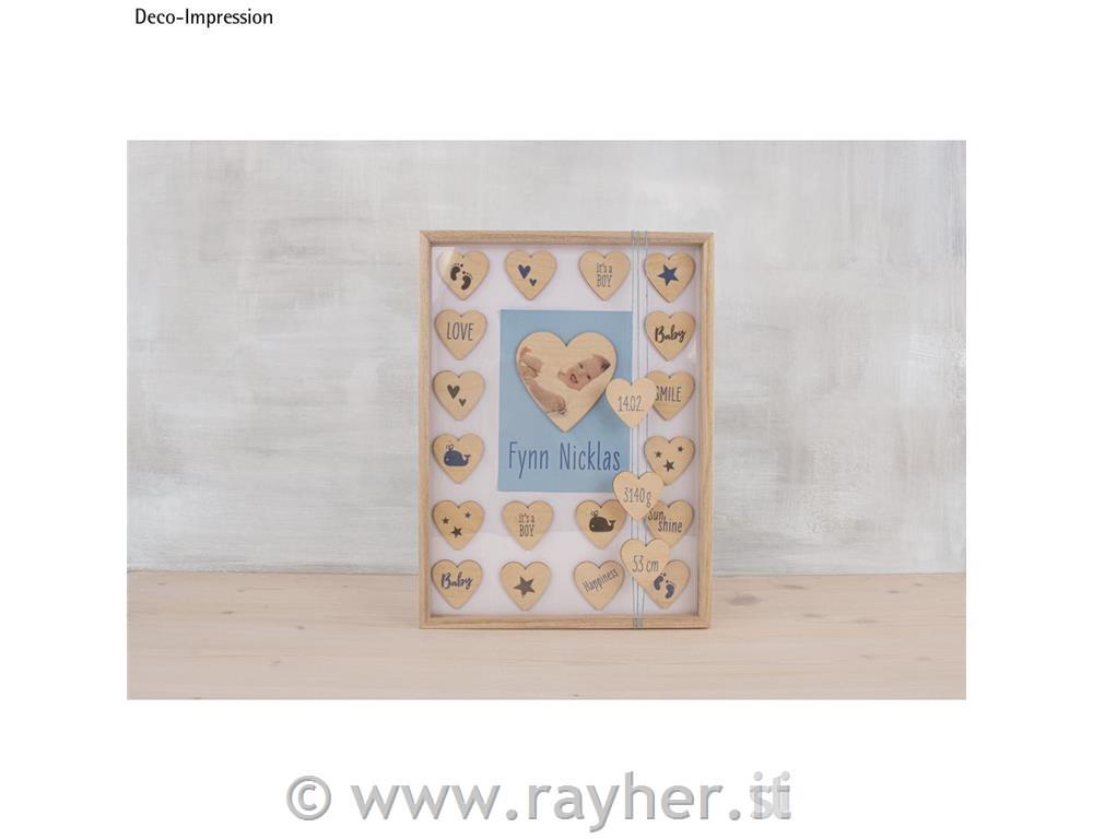Cornice in legno con cuoricini,matrimonio35x26x4cm