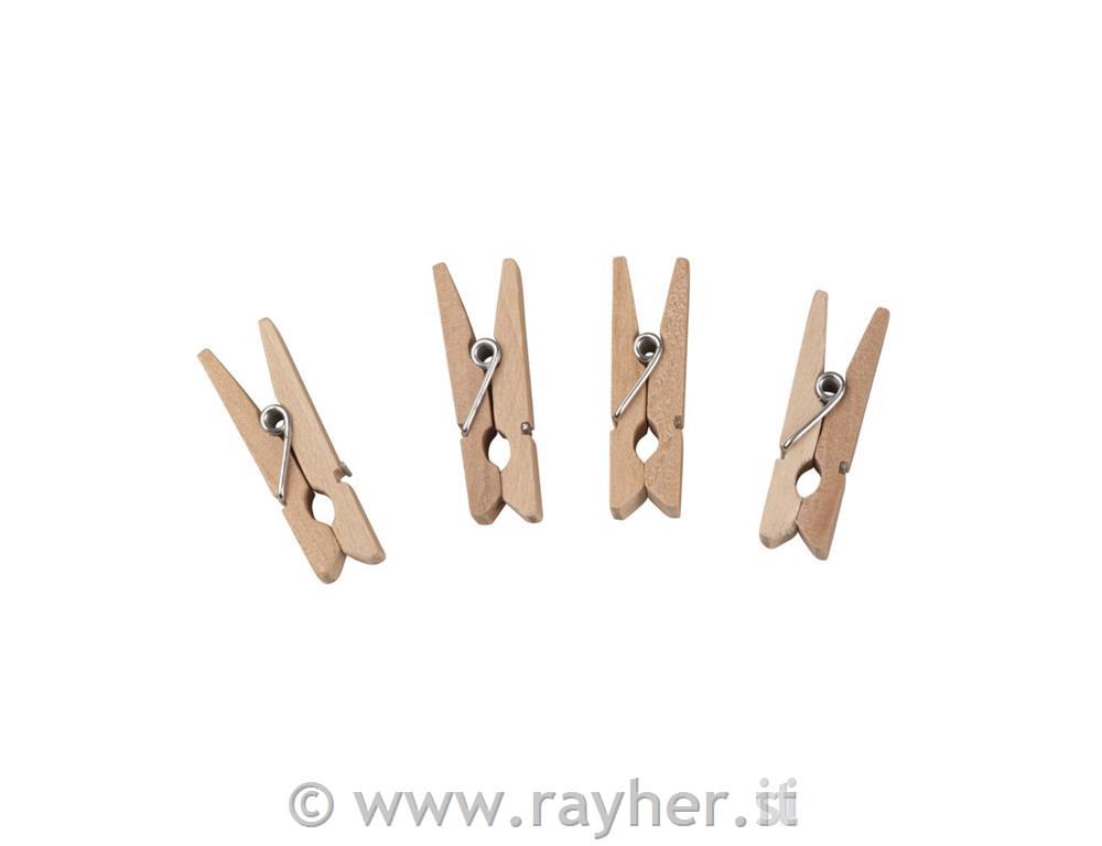 Mollette legno, 3,5 cm, busta 32 pz