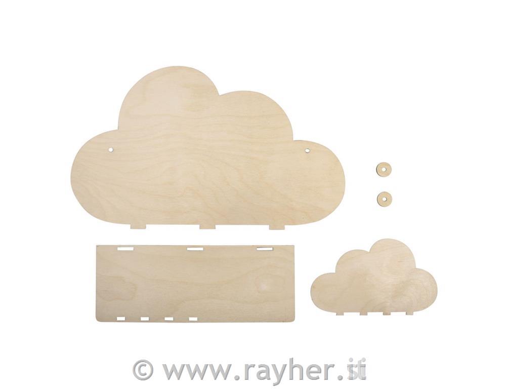 Wooden kit shelf Cloud, FSCMixCred35x21x10cm, 5-part, box 1setnatural