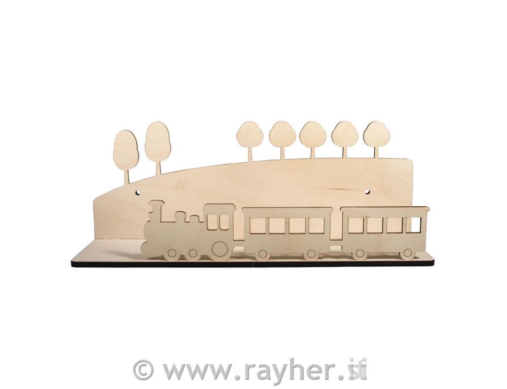 Lesena polica, Vlak, 35x14x10cm, 5-delni set