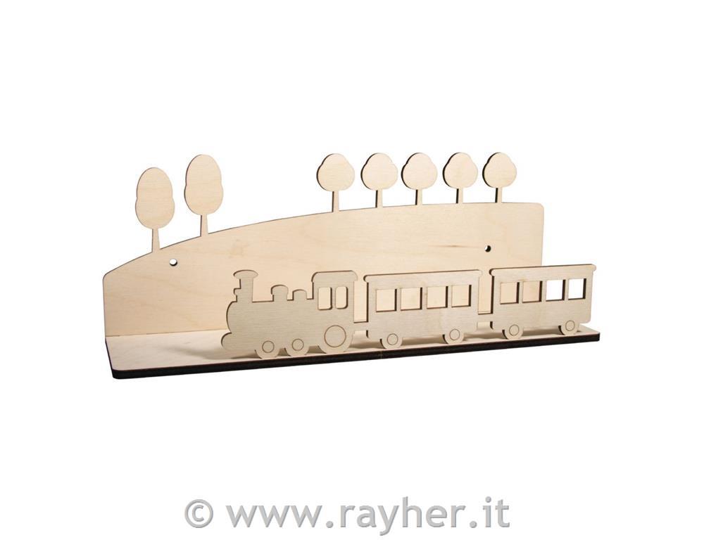 Lesena polica, Vlak, 35x14x10cm, 5-delni set