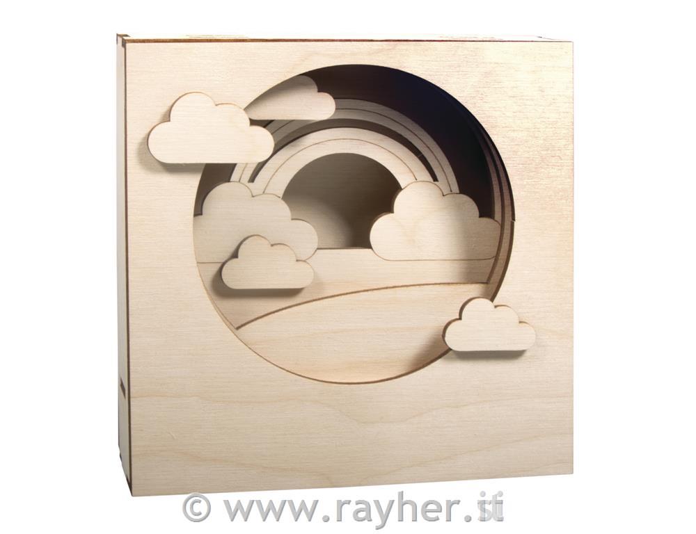 Wood.buil.kit 3D motif-frames,FSCMixCred15.5x15.5x3.4cm, cloud,12-part, box 1Setnatural