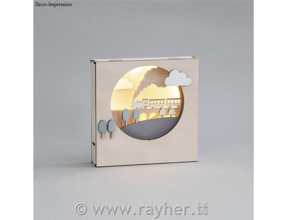 Lesena sestavljanka 3D, Vlak, natur, 15.5x15.5x3.4cm, 13-del