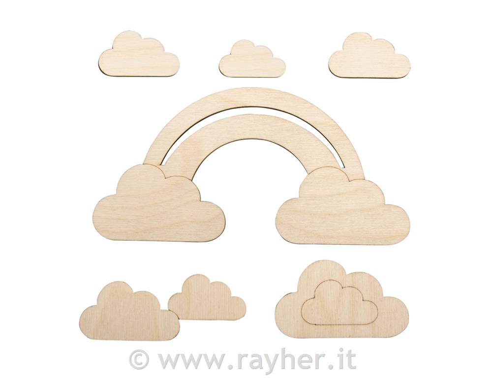 Leseni motivi, Oblaki, natur, 16.8x8.3cm, 6-delni set