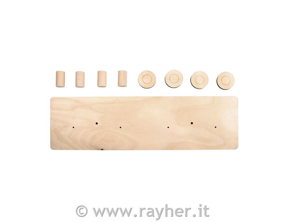 Wood.coat rack, FSCMixCredit42x12x4.5cm, 9-part, box 1Setnatural