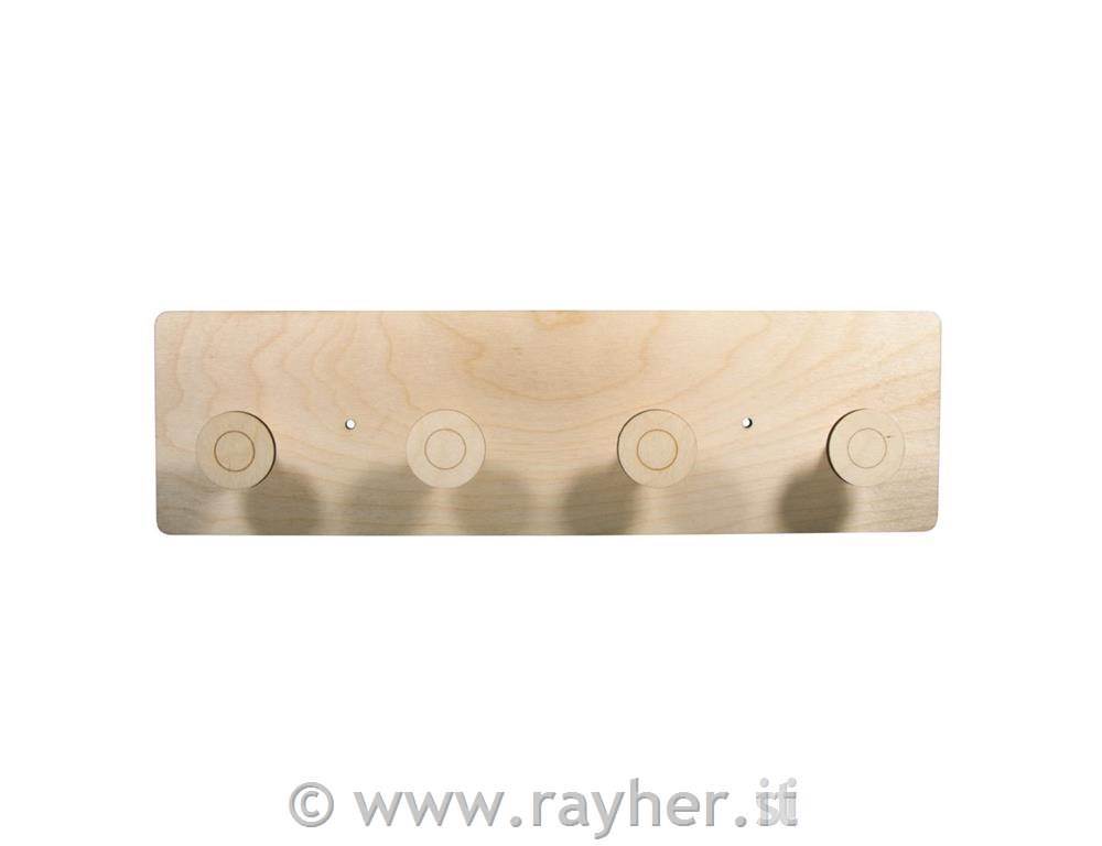 Wood.coat rack, FSCMixCredit42x12x4.5cm, 9-part, box 1Setnatural