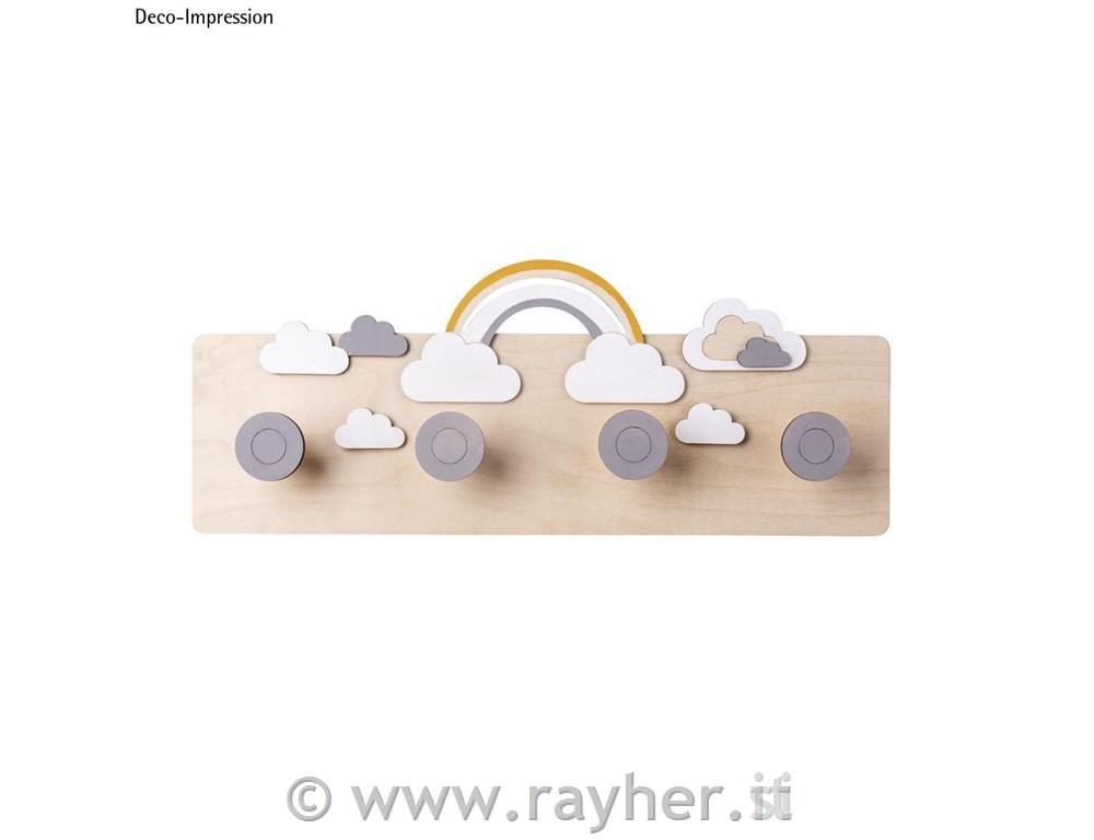Wood.coat rack, FSCMixCredit42x12x4.5cm, 9-part, box 1Setnatural