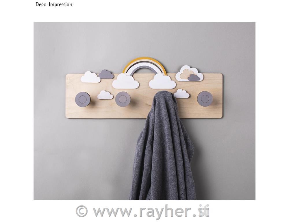 Wood.coat rack, FSCMixCredit42x12x4.5cm, 9-part, box 1Setnatural