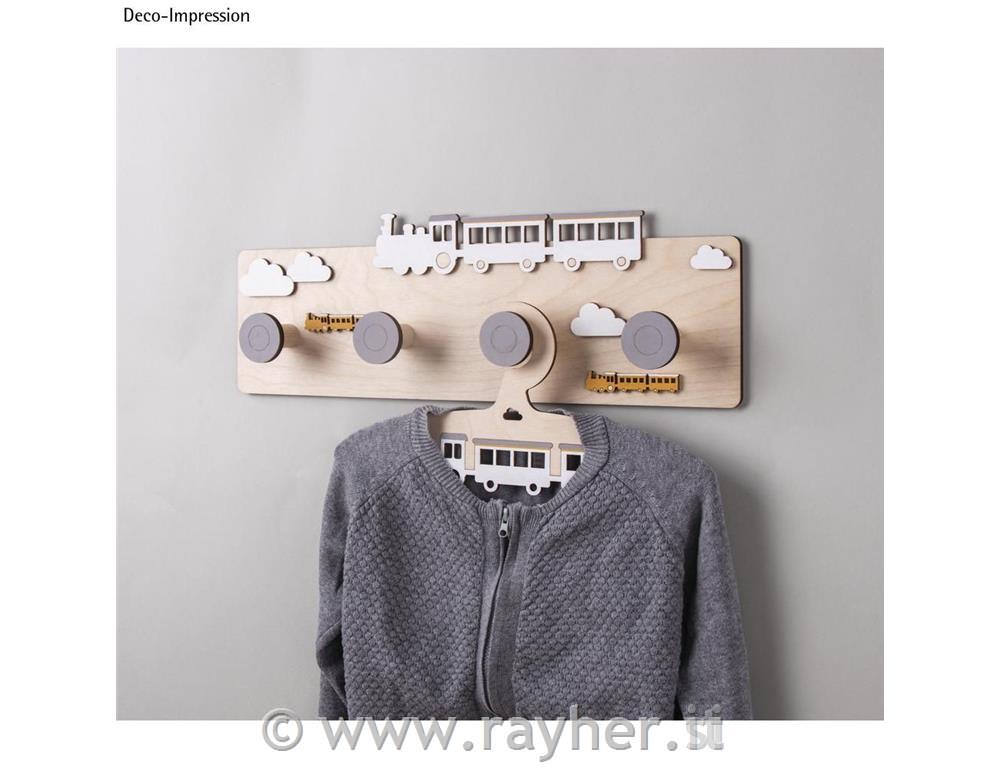 Wood.coat rack, FSCMixCredit42x12x4.5cm, 9-part, box 1Setnatural