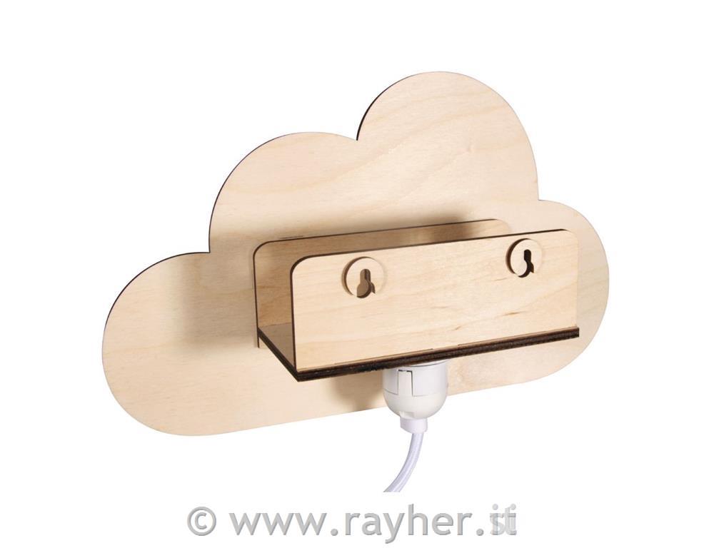 Nočna lučka Oblak, natur, lesena, 31x18.5x7.5cm, 6-delni set