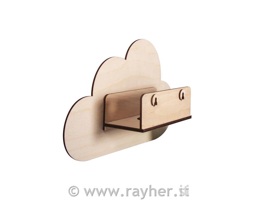 Nočna lučka Oblak, natur, lesena, 31x18.5x7.5cm, 6-delni set