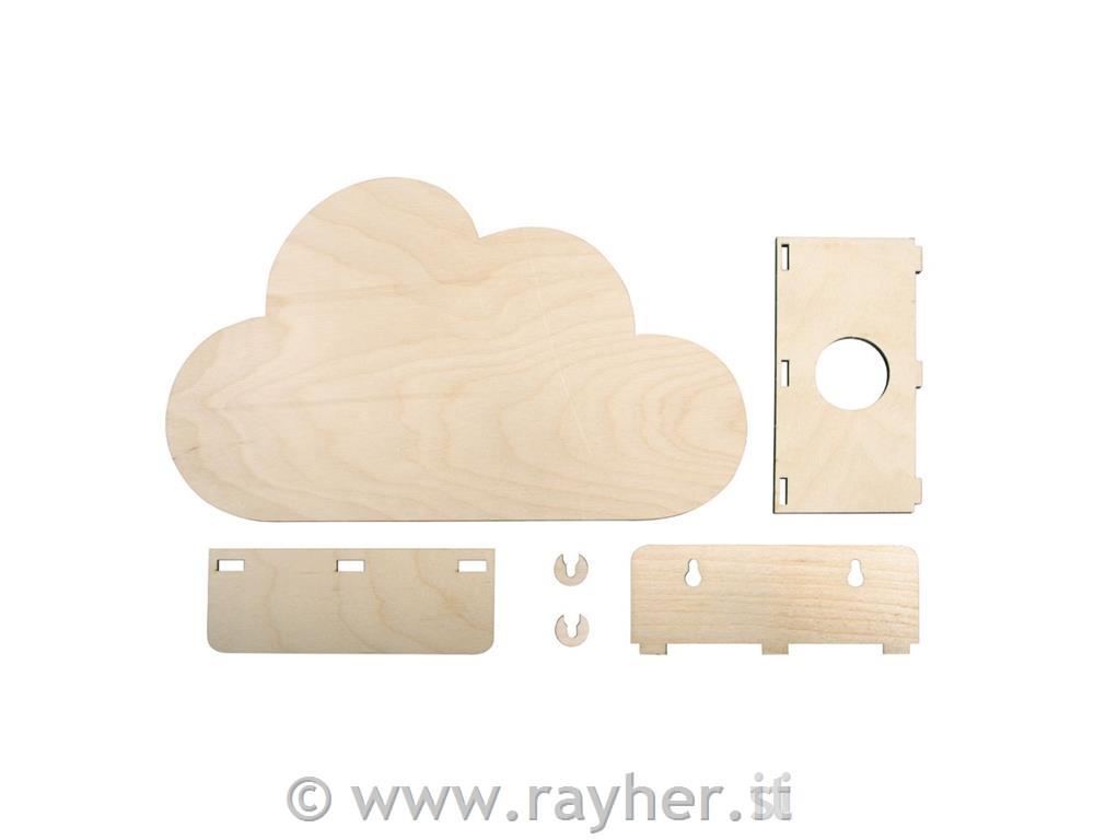 Nočna lučka Oblak, natur, lesena, 31x18.5x7.5cm, 6-delni set