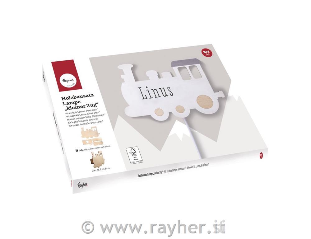 Kit legno lampada trenino,FSCMixCredit,naturale, 29x18,3x7,5cm, 6 pz, box 1set