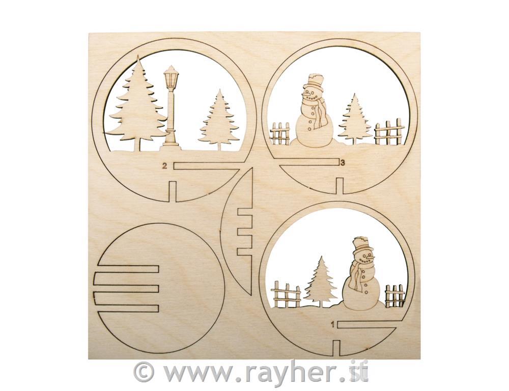 Laserski izrez 3D za v kroglo, 7.5cm, Sneženi mož