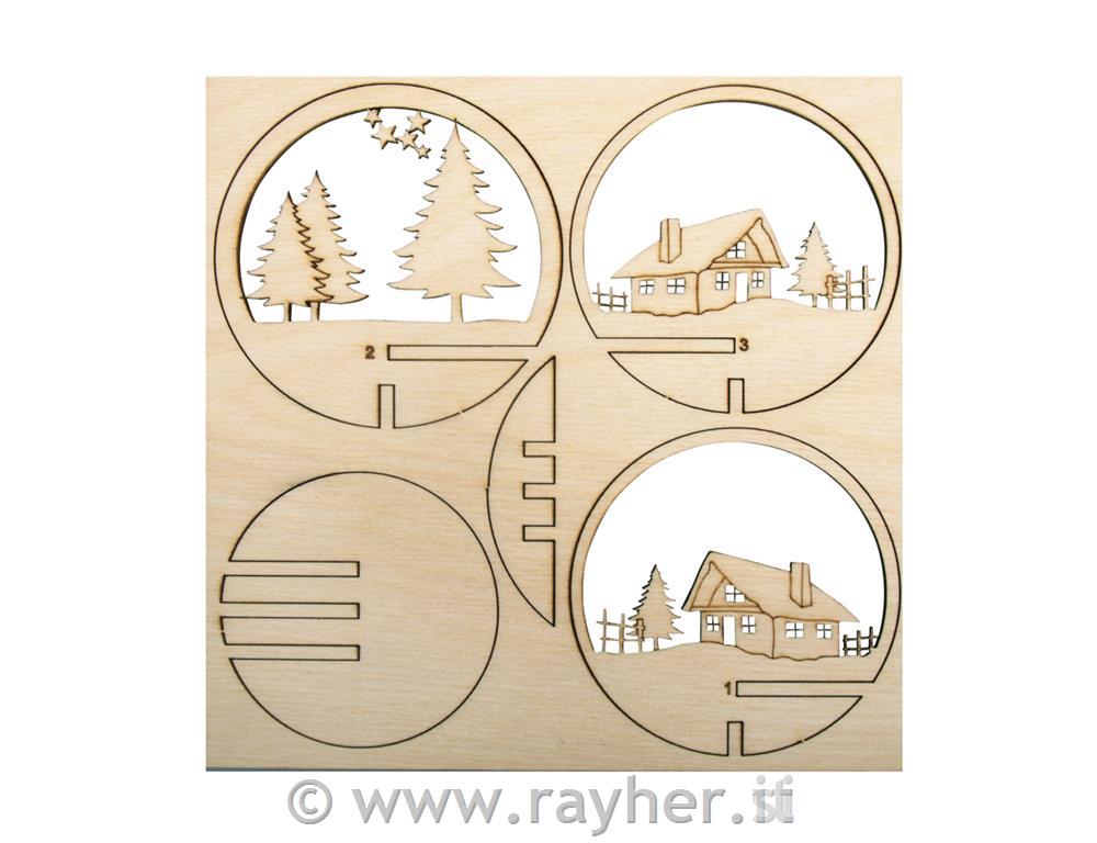 Laserski izrez 3D za v kroglo, 7.5cm, Zimska pokrajina