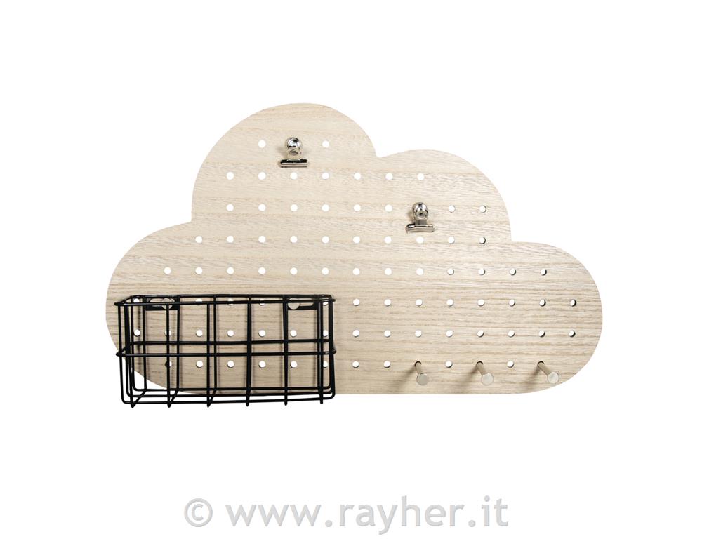 Pin & Peg set, deska za obešanje Oblak, 40x10x23.5cm