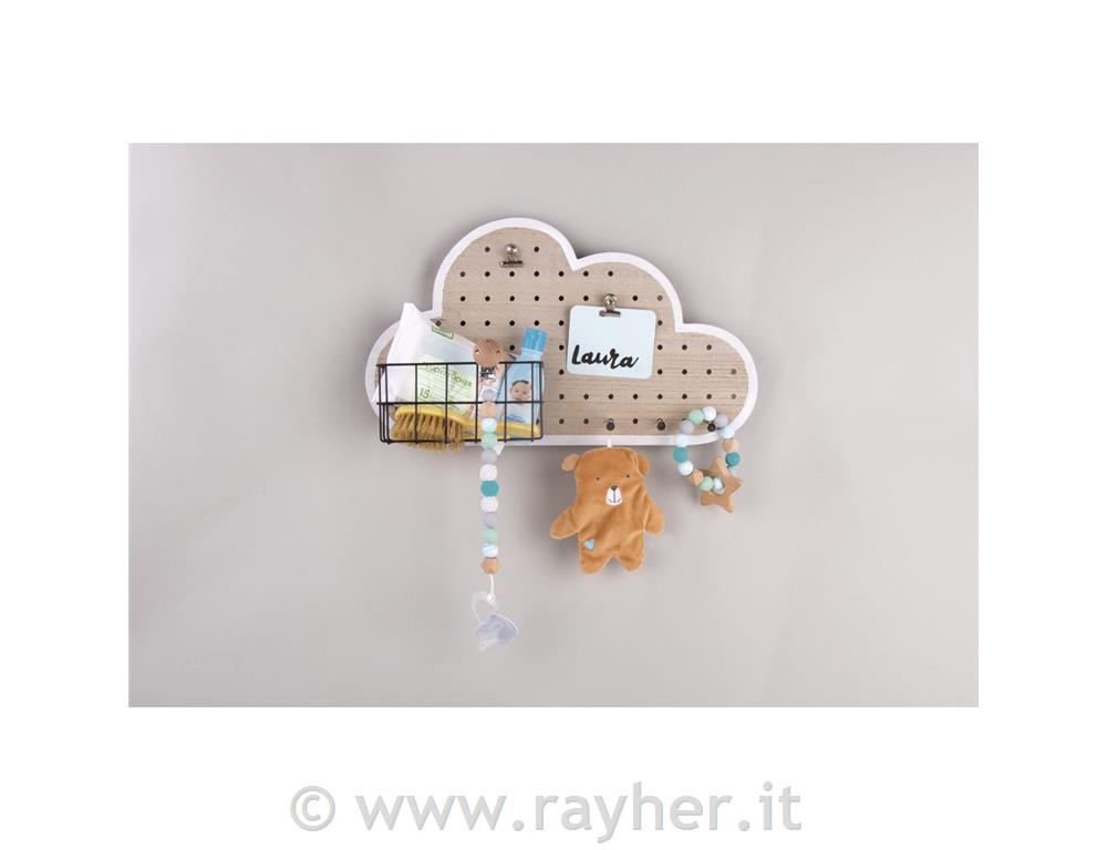 Pin & Peg set, deska za obešanje Oblak, 40x10x23.5cm