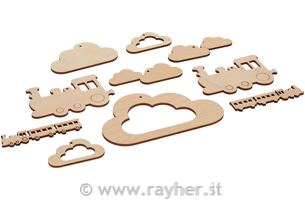 W.pendant f.baby mob.Sm.train,FSCMixCred10-part, 6-14cm, tab-bag 1setnatural