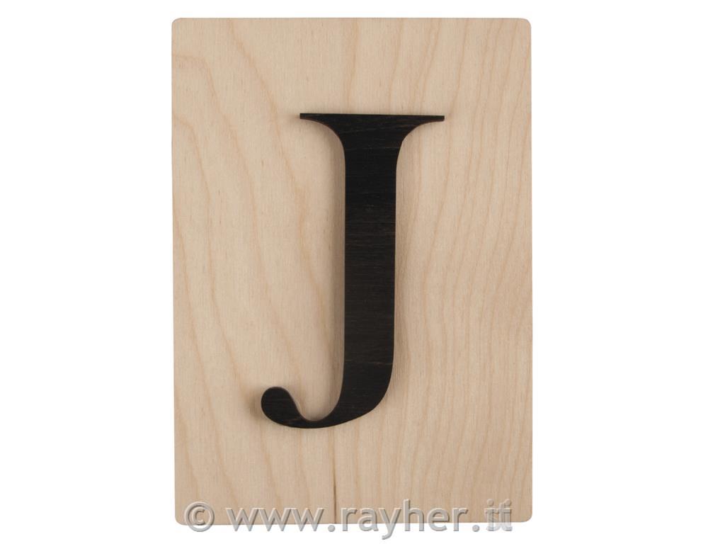 Wooden letter J, 10.5x14.8cm