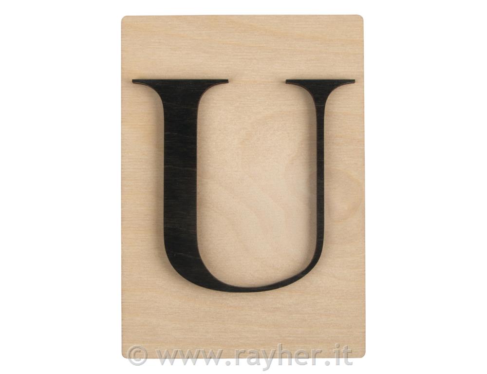 Lettera di legno U; 10,5x14,8cm