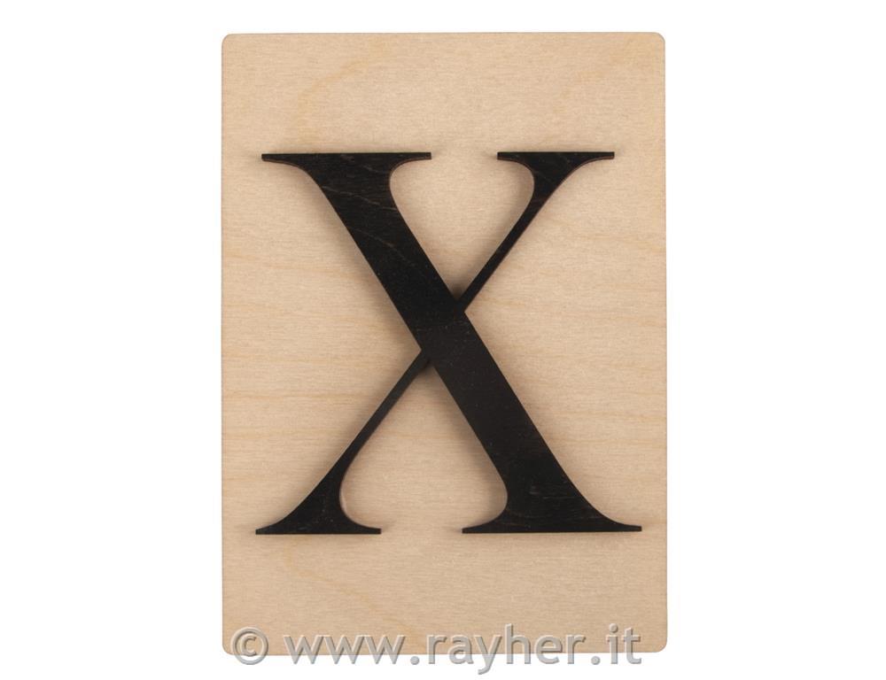 Lettera di legno X; 10,5x14,8cm
