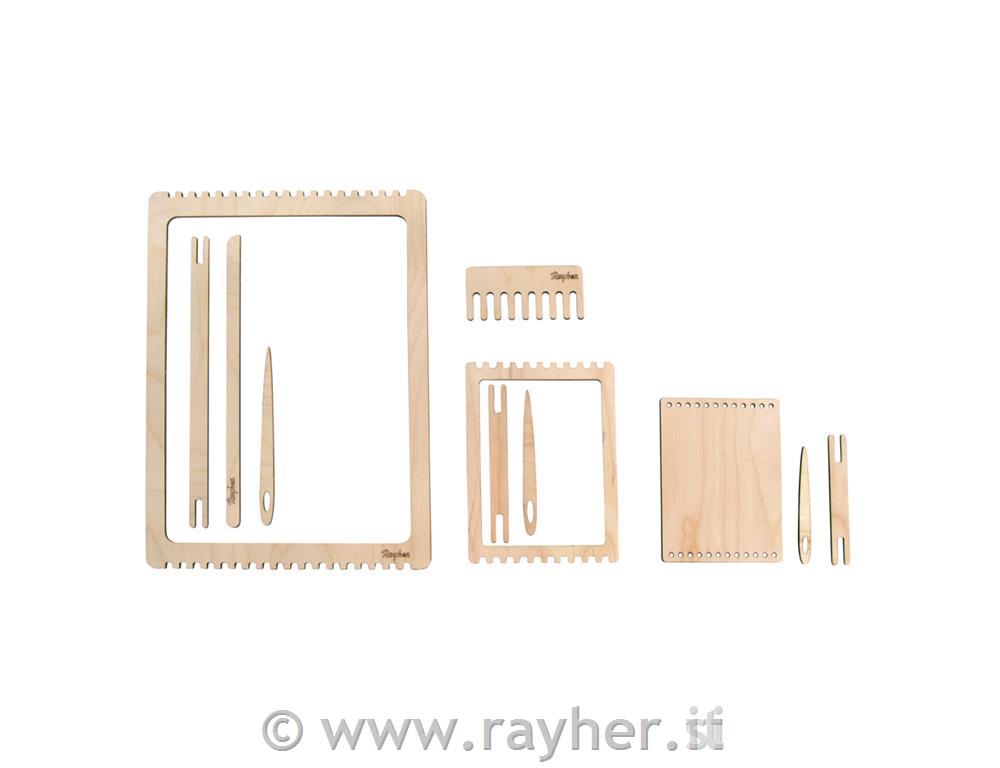 Wood weaving frame set, FSC Mixed Credit9-21cm, 11-part, tab-bag 3pcnatural