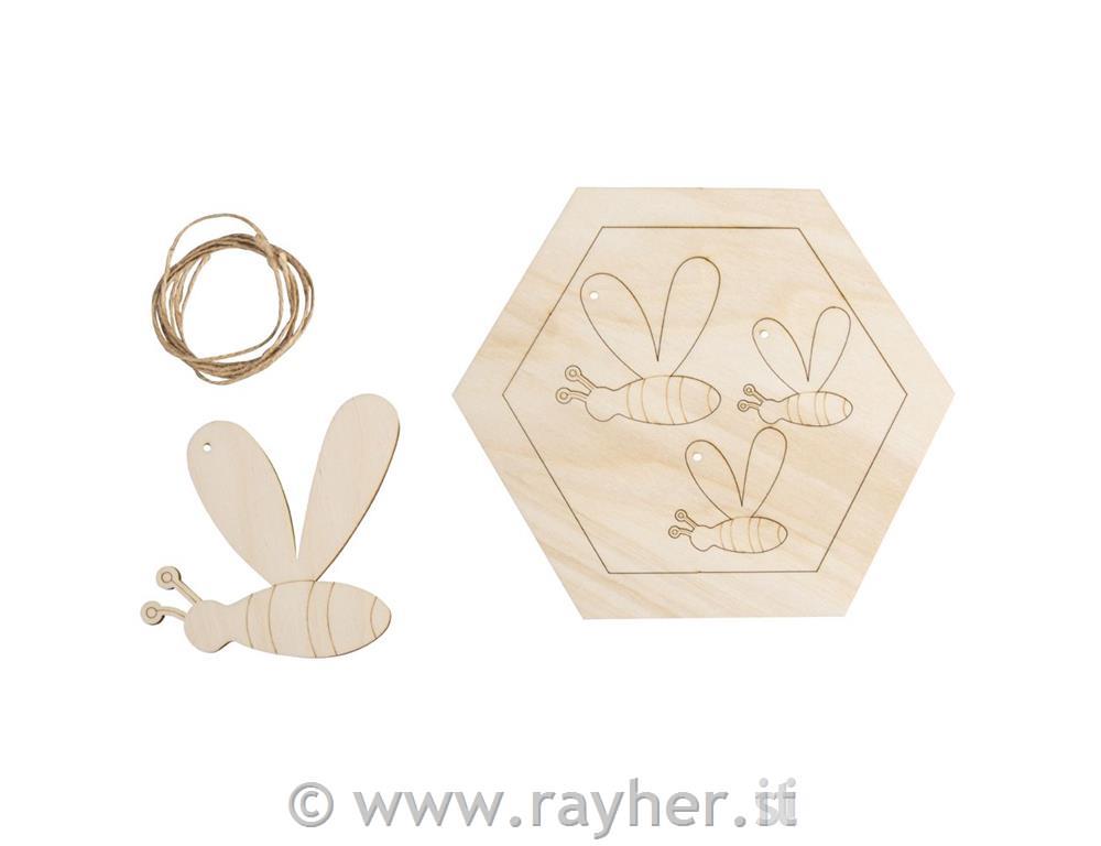 Leseni ustvarjalni set Čebelice in satovje, obešanka, 4.5-20cm