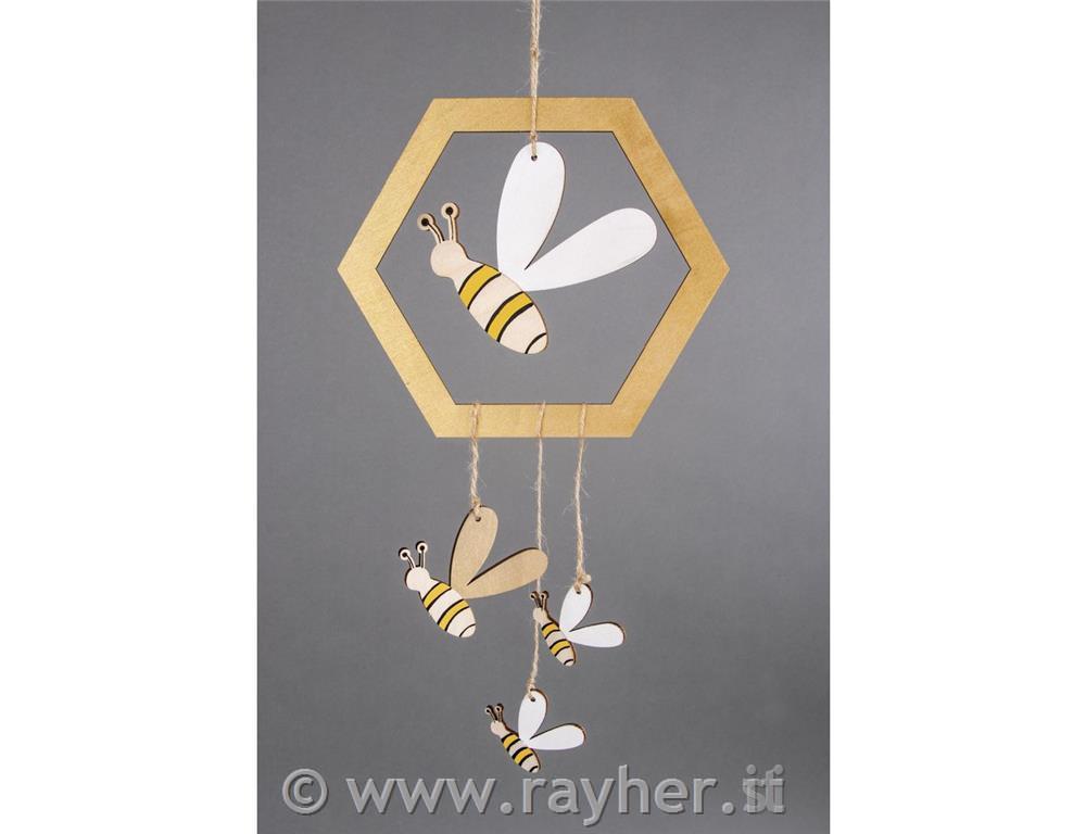 Leseni ustvarjalni set Čebelice in satovje, obešanka, 4.5-20cm