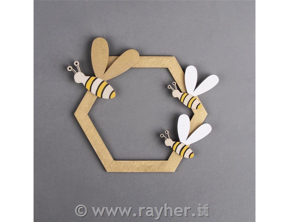Decorazioni in legno, api e favo, da app