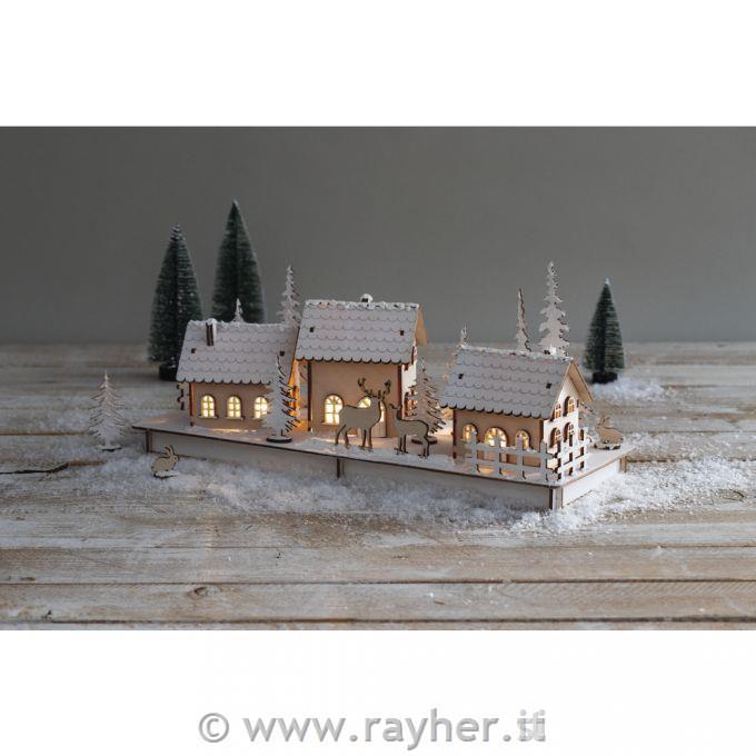 Kit legno Villaggio invernale84 pz; 40x14,5x17cm