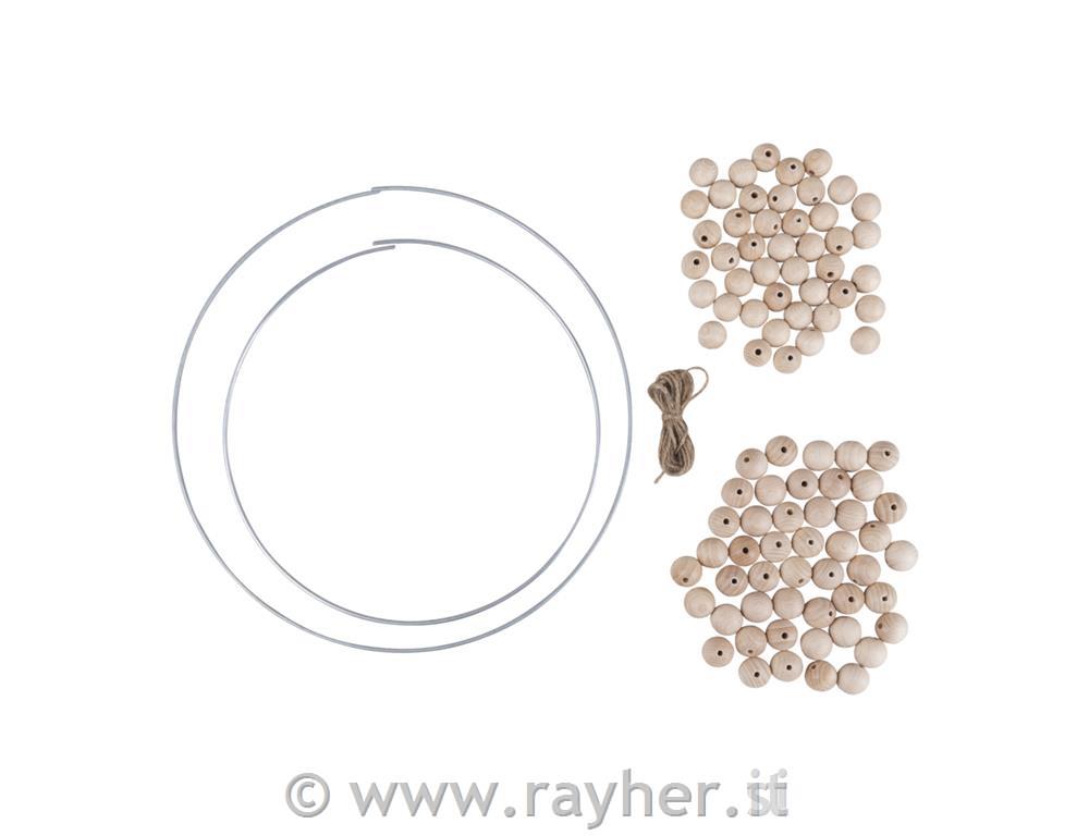 Corona di perline in legno 25+30 cm